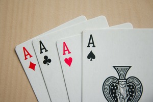 poker cards in a table