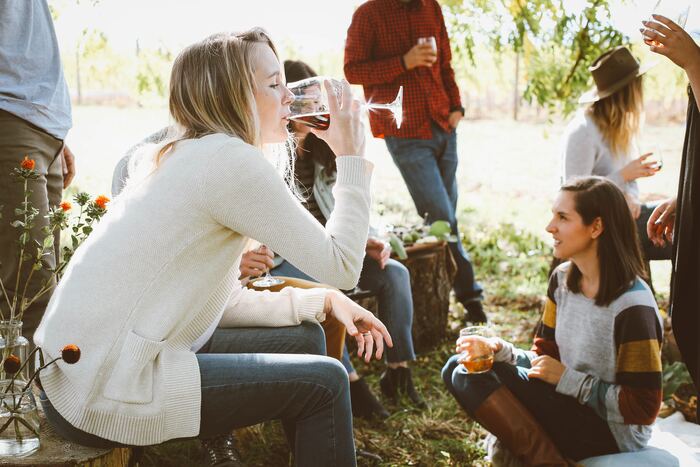 Group of people enjoying glass of wines